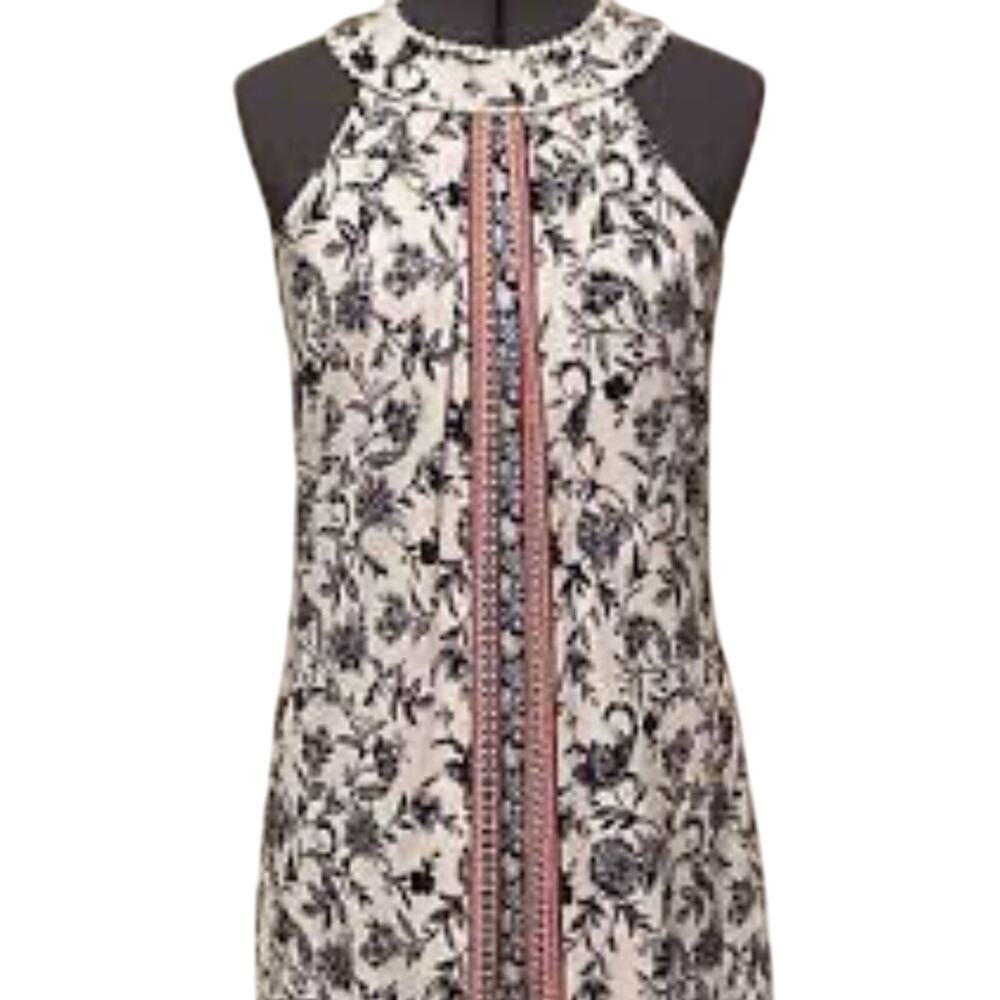 NWT Three Pink Hearts Halter Floral White Blue Red Sleeveless Dress Women Size S